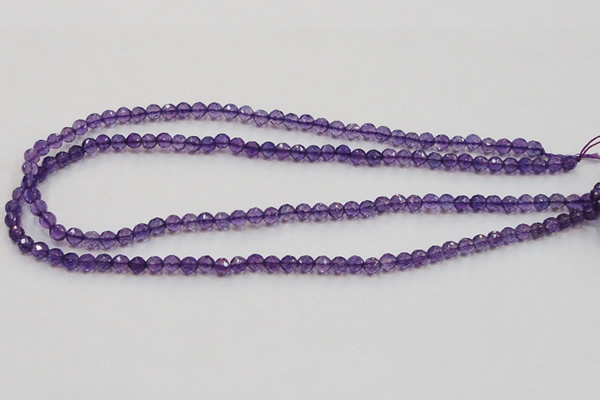 CSA12 15.5 inches 4mm faceted round synthetic amethyst beads