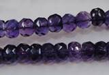 CSA21 15.5 inches 6*10mm faceted rondelle synthetic amethyst beads