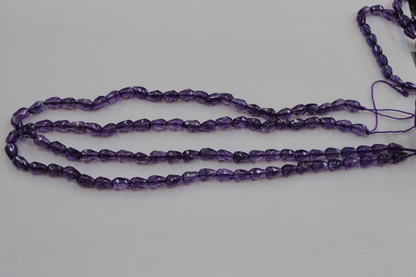 CSA24 15.5 inches 6*8mm faceted teardrop synthetic amethyst beads