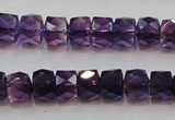 CSA26 15.5 inches 7*10mm faceted column synthetic amethyst beads