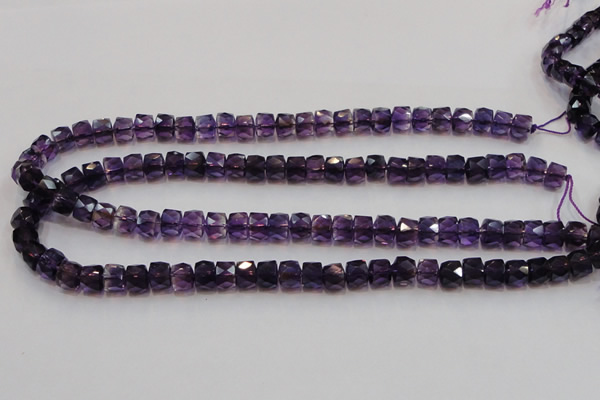 CSA26 15.5 inches 7*10mm faceted column synthetic amethyst beads