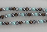 CSB1000 15.5 inches 4mm round mixed color shell pearl beads