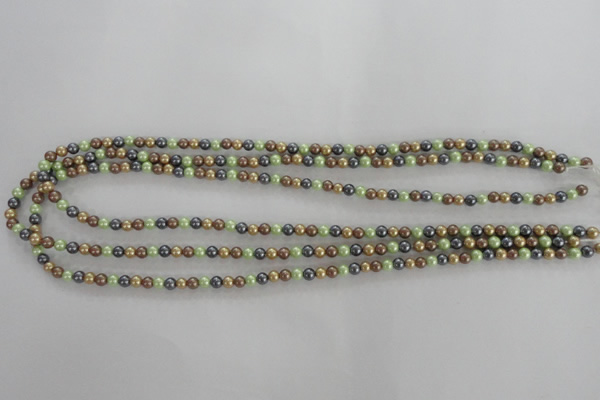 CSB1001 15.5 inches 4mm round mixed color shell pearl beads