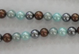 CSB1013 15.5 inches 6mm round mixed color shell pearl beads