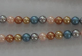 CSB1015 15.5 inches 6mm round mixed color shell pearl beads