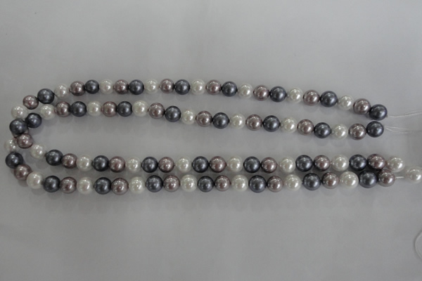 CSB1030 15.5 inches 8mm round mixed color shell pearl beads