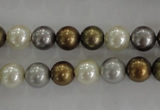 CSB1032 15.5 inches 8mm round mixed color shell pearl beads