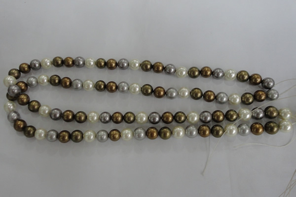 CSB1032 15.5 inches 8mm round mixed color shell pearl beads