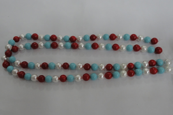 CSB1033 15.5 inches 8mm round mixed color shell pearl beads