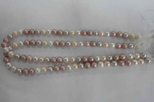 CSB1035 15.5 inches 8mm round mixed color shell pearl beads