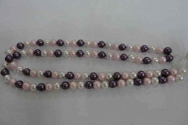 CSB1037 15.5 inches 8mm round mixed color shell pearl beads