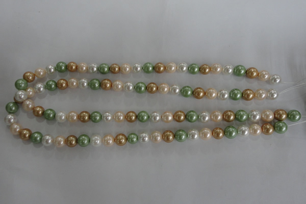 CSB1039 15.5 inches 8mm round mixed color shell pearl beads