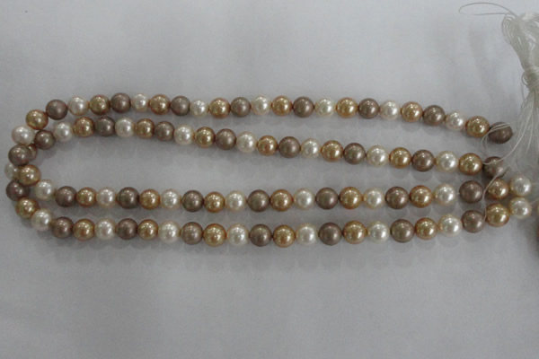 CSB1040 15.5 inches 8mm round mixed color shell pearl beads