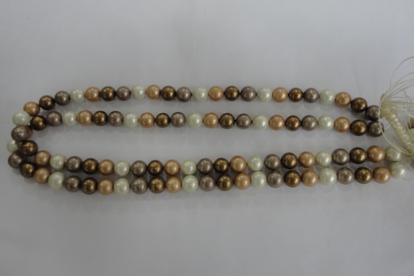 CSB1044 15.5 inches 8mm round mixed color shell pearl beads