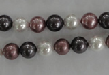 CSB1045 15.5 inches 8mm round mixed color shell pearl beads