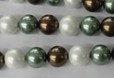 CSB1053 15.5 inches 10mm round mixed color shell pearl beads