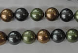 CSB1057 15.5 inches 10mm round mixed color shell pearl beads