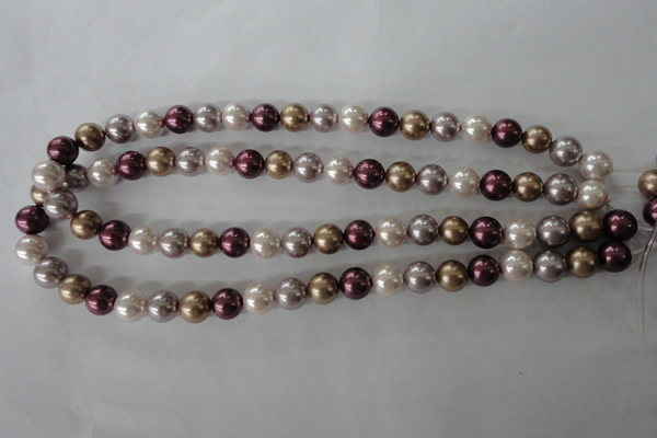 CSB1059 15.5 inches 10mm round mixed color shell pearl beads