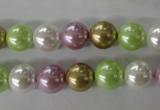 CSB1063 15.5 inches 10mm round mixed color shell pearl beads