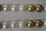 CSB1064 15.5 inches 10mm round mixed color shell pearl beads