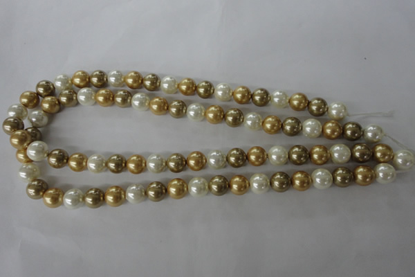 CSB1068 15.5 inches 10mm round mixed color shell pearl beads