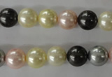 CSB1071 15.5 inches 10mm round mixed color shell pearl beads