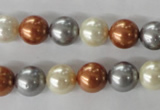 CSB1073 15.5 inches 10mm round mixed color shell pearl beads