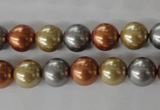 CSB1074 15.5 inches 10mm round mixed color shell pearl beads