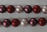 CSB1076 15.5 inches 10mm round mixed color shell pearl beads