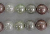 CSB1080 15.5 inches 12mm round mixed color shell pearl beads