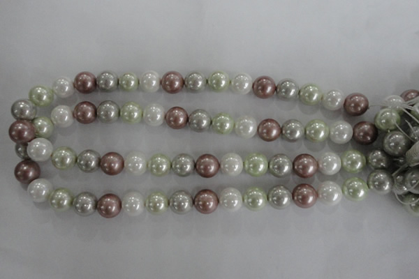 CSB1080 15.5 inches 12mm round mixed color shell pearl beads