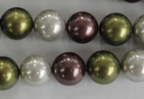 CSB1081 15.5 inches 12mm round mixed color shell pearl beads