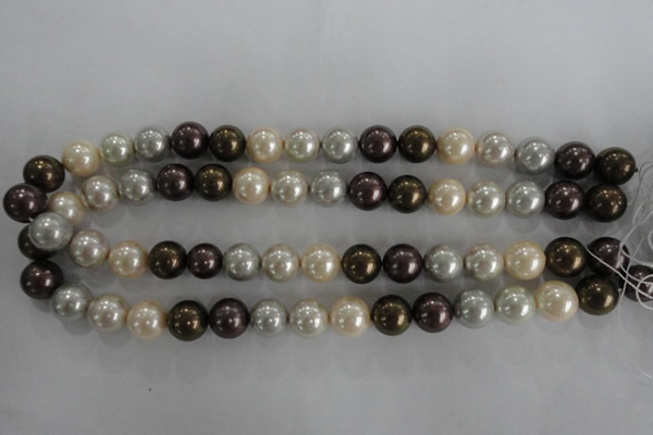 CSB1083 15.5 inches 12mm round mixed color shell pearl beads