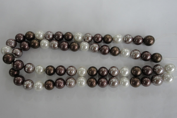 CSB1087 15.5 inches 12mm round mixed color shell pearl beads