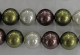 CSB1089 15.5 inches 12mm round mixed color shell pearl beads