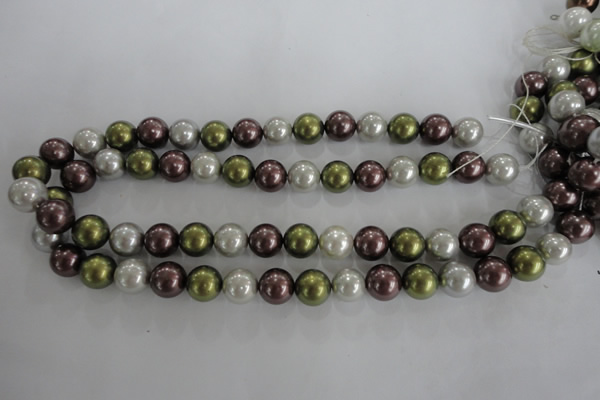 CSB1089 15.5 inches 12mm round mixed color shell pearl beads