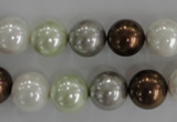 CSB1090 15.5 inches 12mm round mixed color shell pearl beads