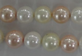 CSB1092 15.5 inches 12mm round mixed color shell pearl beads