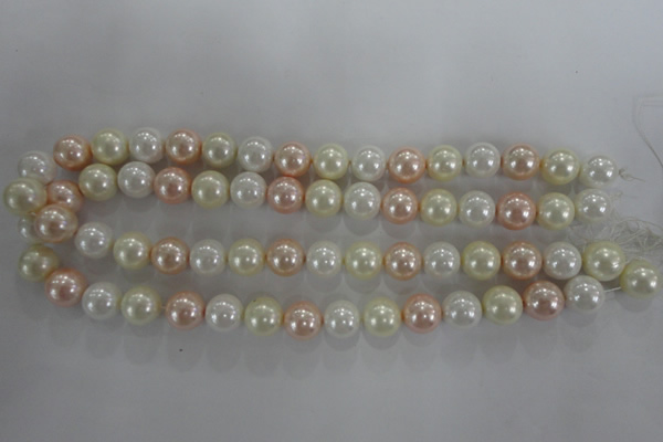 CSB1092 15.5 inches 12mm round mixed color shell pearl beads