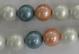 CSB1095 15.5 inches 12mm round mixed color shell pearl beads