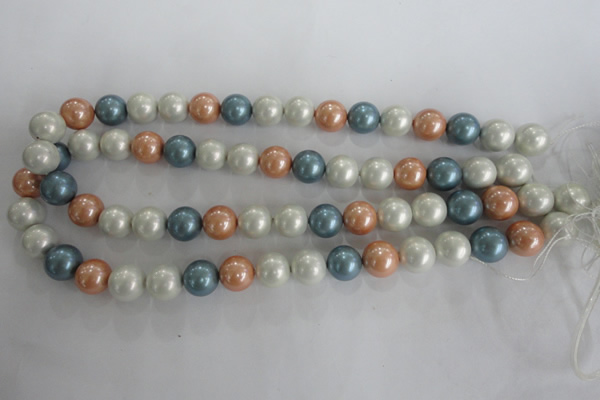 CSB1095 15.5 inches 12mm round mixed color shell pearl beads