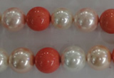 CSB1096 15.5 inches 12mm round mixed color shell pearl beads