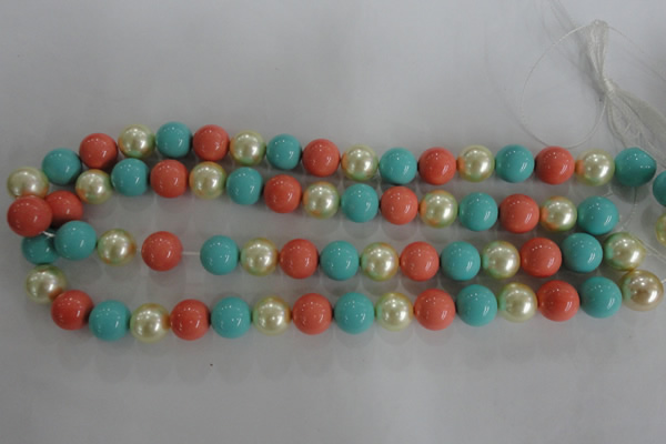 CSB1097 15.5 inches 12mm round mixed color shell pearl beads