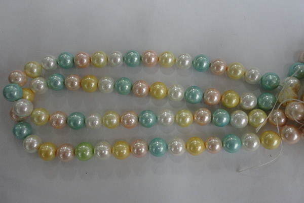 CSB1098 15.5 inches 12mm round mixed color shell pearl beads