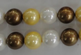 CSB1099 15.5 inches 12mm round mixed color shell pearl beads