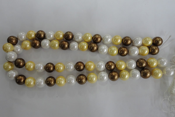 CSB1099 15.5 inches 12mm round mixed color shell pearl beads