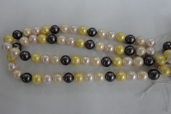 CSB1101 15.5 inches 12mm round mixed color shell pearl beads