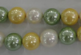 CSB1102 15.5 inches 12mm round mixed color shell pearl beads