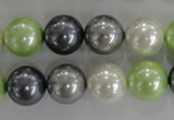 CSB1105 15.5 inches 12mm round mixed color shell pearl beads