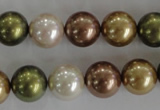 CSB1108 15.5 inches 12mm round mixed color shell pearl beads